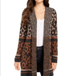 Mix print Open Front Cardigan